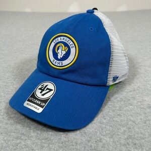 47 Brand Los Angeles Rams Trucker Hat OSFA Blue Highline Clean Up Cap NFL NEW‎